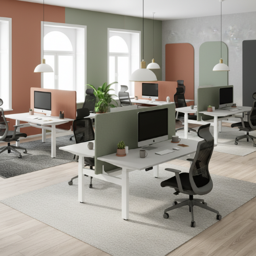 LEAP Electric Height Adjustable Sit Stand 2 Person Back To Back Bench Desk Portal Top W1600xD700(x2)xH620-1270mm Grey Top White Frame. Prevents & Reduces Muscle & Back Problems, Heart Risks & Increases Brain Activity.